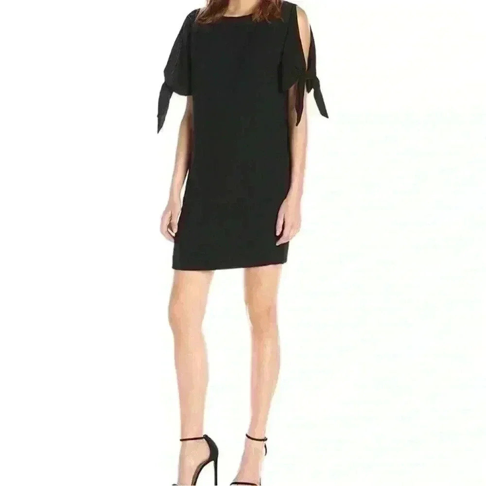 Vince Camuto Knotted Cold-Shoulder Shift Dress, Women's Size 2, Black